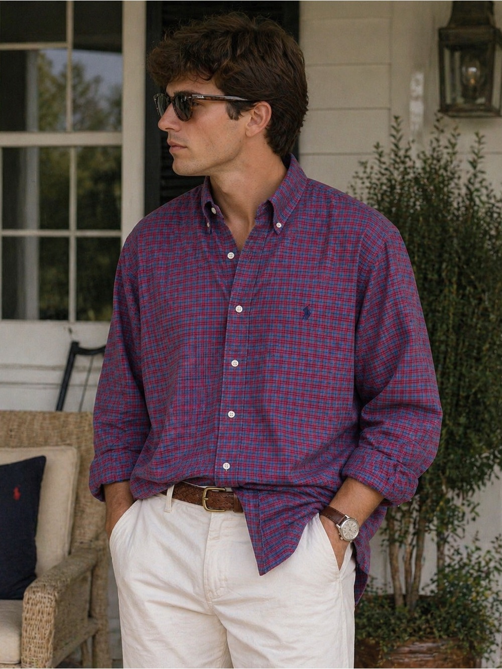 Polo by Ralph Lauren Purple and Blue Plaid Button-Down Shirt
